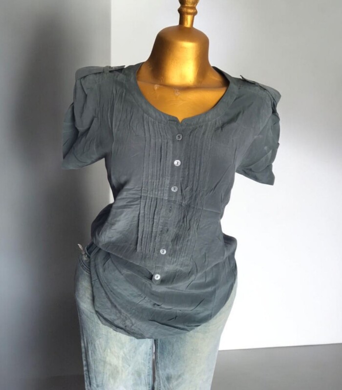 Chemisier gris manches bouffantes