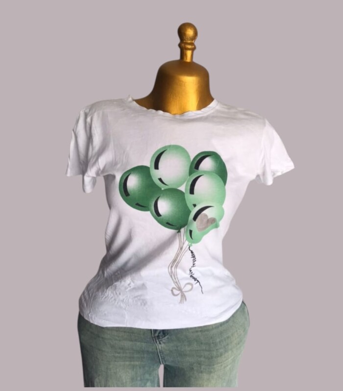 Débardeur ballons vert imprimé
